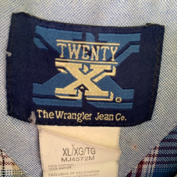 Wrangler Twenty X Long Sleeve Button Down Shirt Plaid Blue Yellow Size XL Men’s - Picture 7 of 12